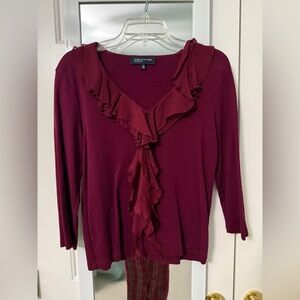 Burgundy Ruffle Blouse